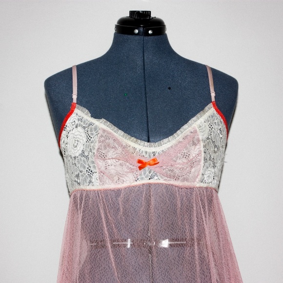 Other - vintage sheer pink & ivory babydoll top
